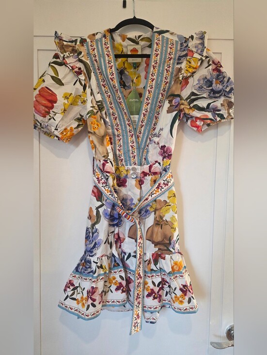 FARM Rio Dresses & Skirts - FARM Rio Organic Cotton V-Neck Dress with Multicolor Floral Print